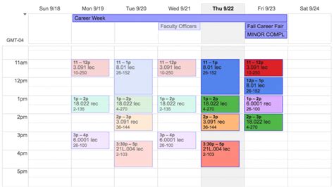 mit schedule of classes